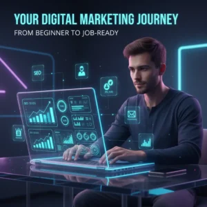 Beginner learning digital marketing skills with SEO and PPC tools.