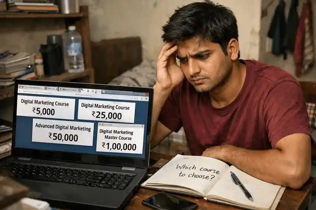 student confused about digital marketing course fees comparison in Hisar